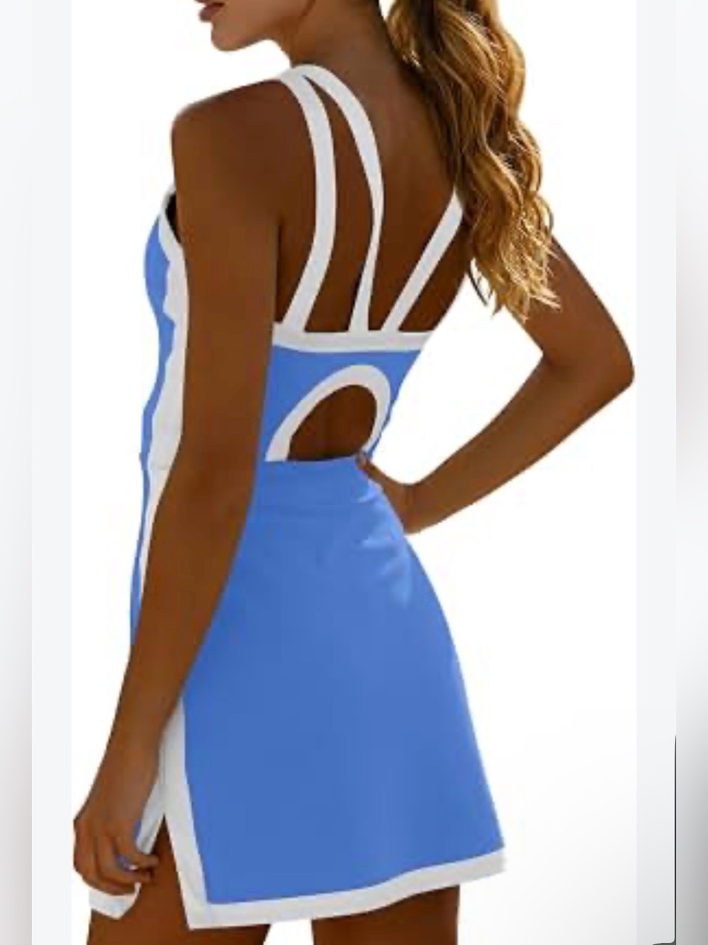 Blue and White Athlethic  Strappy Cutout Mini Dress